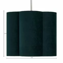 Dunelm Vivian 25cm Scallop Velvet Green Lamp Shade -DUNEL House Shop 30690172 alt07