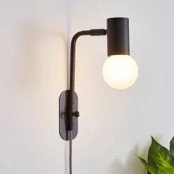 Dunelm Bradford EasyFit Plug In Wall Light Matt Black