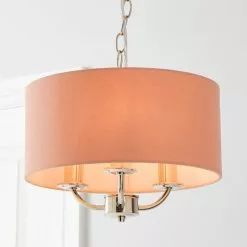 Dunelm Preston Nickel Blush Pink 3 Light Pendant Fitting