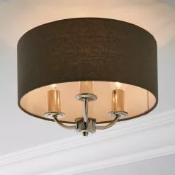 Dunelm Preston Nickel Charcoal Flush Ceiling Fitting