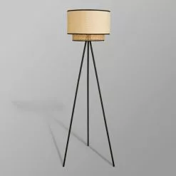 Dunelm Malika Cane 2 Tier Tripod Floor Lamp -DUNEL House Shop 30730580 alt04