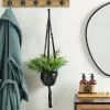 Dunelm Black Hanging Ceramic Pot With Macrame