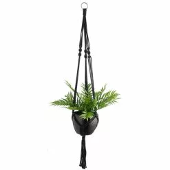 Dunelm Black Hanging Ceramic Pot With Macrame -DUNEL House Shop 30732442 alt05