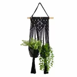 Dunelm Hanging Macrame Black Double Planter -DUNEL House Shop 30732443 alt04
