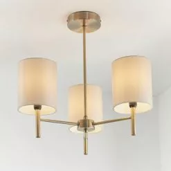 Vogue Lighting Vogue Dewey Antique Brass 3 Light Flush Ceiling Fitting