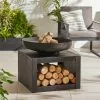 Dunelm Large Fire Pit With Log Store Black -DUNEL House Shop 30746655