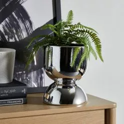 Dunelm Ceramic Curves Planter Silver 20cm