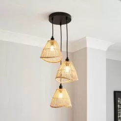 Elements Jaula 3 Light Rattan Cluster Fitting