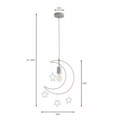 Dunelm Moon Stars 1 Light Pendant Ceiling Fitting -DUNEL House Shop 30752938 alt07