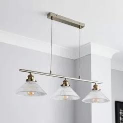 Dunelm Logan Glass 3 Light Nickel Diner Ceiling Fitting -DUNEL House Shop 30755757 alt01