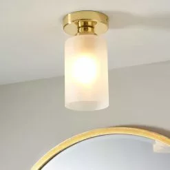 Dunelm Fryer Bathroom 1 Light Flush Ceiling Gold