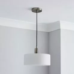 Dunelm Amelie Opal Satin Nickel Glass Light Ceiling Fitting -DUNEL House Shop 30768663 alt01