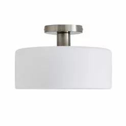 Dunelm Amelie Opal Satin Nickel Glass Flush Ceiling Fitting -DUNEL House Shop 30768664 alt05