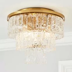 Dunelm Mankai Textured Glass Flush Ceiling Fitting