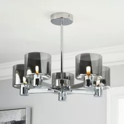 Dunelm Erin Ceiling 5 Light Smoked Ceiling Fitting