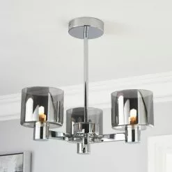 Dunelm Erin Ceiling 3 Light Smoked Ceiling Fitting