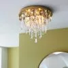 Dunelm Bel Air Satin Gold Bathroom 3 Light Flush Ceiling Fitting -DUNEL House Shop 30789884