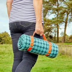 Dunelm 150x130cm Picnic Rug Polka Peacock -DUNEL House Shop 30791494 alt03