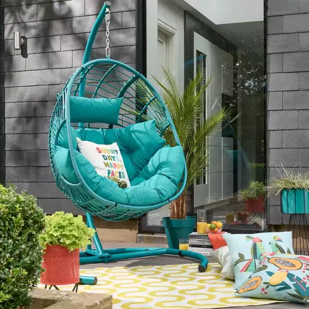 Dunelm Elements Peacock Hanging Egg Chair 4 Dunelm Elements Peacock Hanging Egg Chair - Image 2