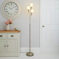 Dunelm Marble Glass Satin Nickel Floor Lamp