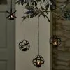 Dunelm Pack Of 4 Black LED Hanging Solar Tea Lights