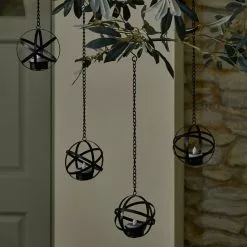 Dunelm Pack Of 4 Black LED Hanging Solar Tea Lights -DUNEL House Shop 30792761 alt01