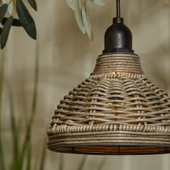 Churchgate Grey Polyrattan Pendant Light Lamp Shade Solar D15cm -DUNEL House Shop 30792766 alt03