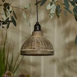 Churchgate Grey Polyrattan Pendant Light Lamp Shade Solar D15cm -DUNEL House Shop 30792766 alt05