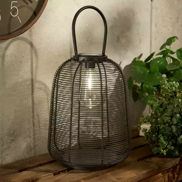 Elements Black Wire Solar Lantern 23.8cm X30cm 3 Elements Black Wire Solar Lantern 23.8cm X30cm