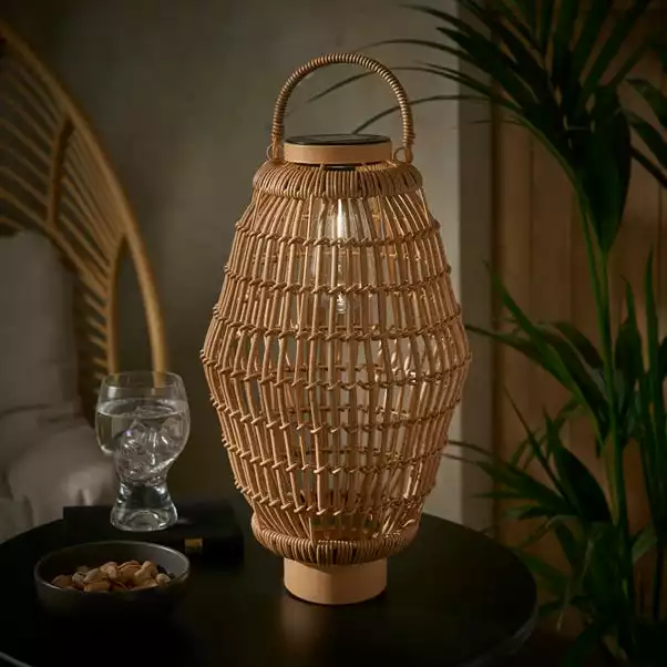Dunelm San Marino Solar Poly Rattan Lantern Large 4 Dunelm San Marino Solar Poly Rattan Lantern Large - Image 2