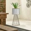 Elements White Planter On Wire Frame -DUNEL House Shop 30795358