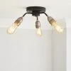 Dunelm Marsden 3 Light Semi Flush Ceiling Fitting, Black And Nickel -DUNEL House Shop 30798587