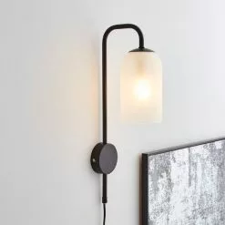 Dunelm Palazzo Frosted Plug In Wall Lamp