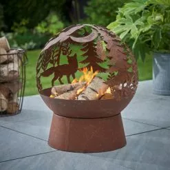 Dunelm Oxidised Woodland Globe Fire Pit -DUNEL House Shop 30802069 alt03