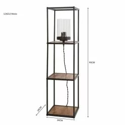 Dunelm Fulton Midi Shelved Floor Lamp Rustic Pine And Black -DUNEL House Shop 30802421 alt05