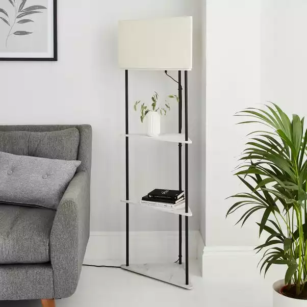 Dunelm Aiko Corner Shelved Floor Lamp Black And Faux Marble 4 Dunelm Aiko Corner Shelved Floor Lamp Black And Faux Marble - Image 2