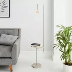Dunelm Aubrey Exposed Bulb Floor Lamp With Table Grey